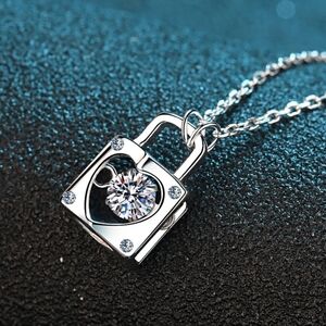 .3 Carat Moissanite Lock Necklace‎ NWT
